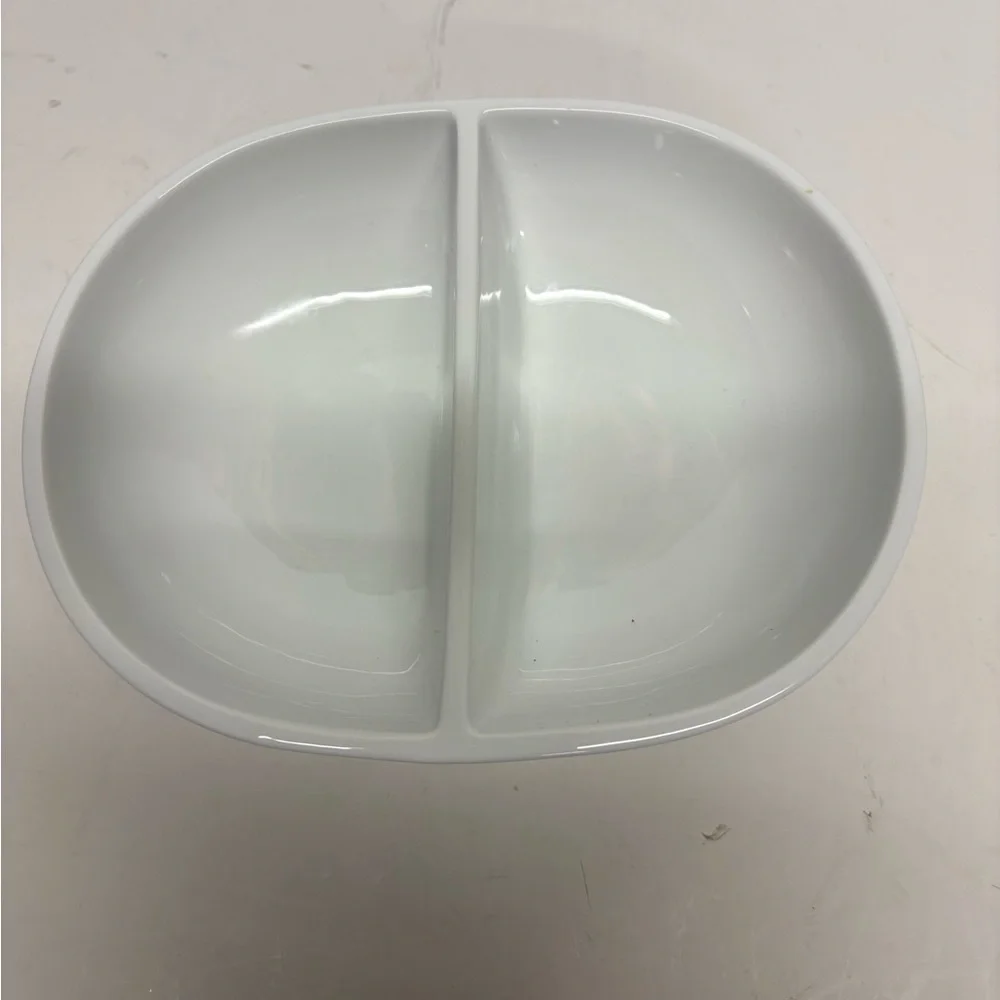 Crate & Barrel White Ceramic Divided Serving Bowl - Home Dining